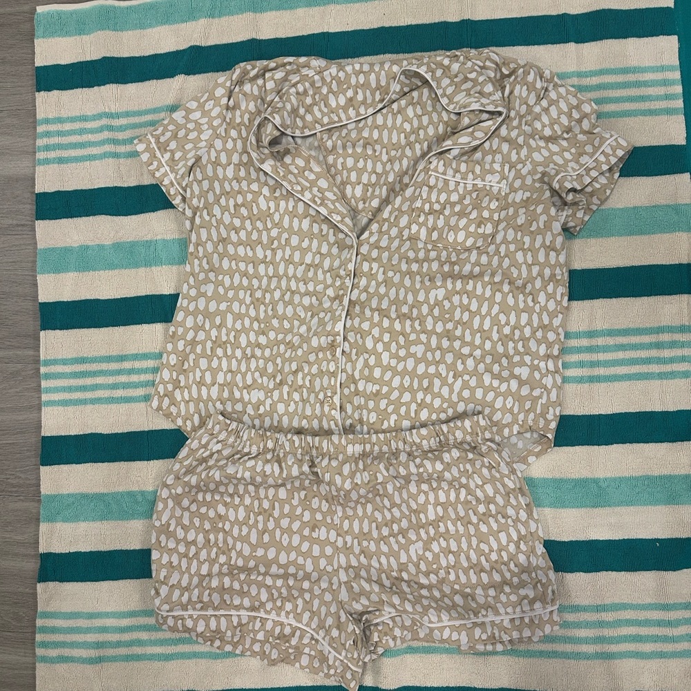 Soft Tan and White Pj set